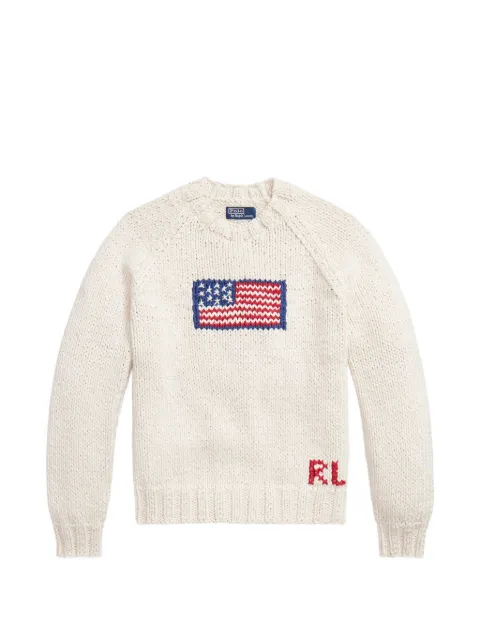 Polo Ralph Lauren suéter de tejido grueso con bandera en intarsia
