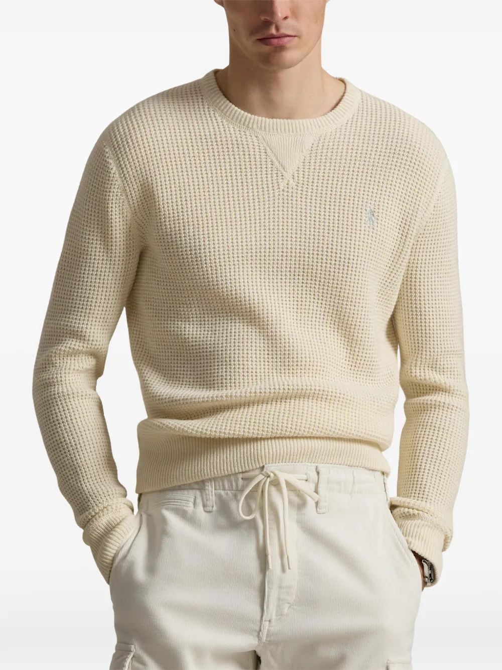 Polo Ralph Lauren Trui met wafelpatroon en borduurwerk Beige
