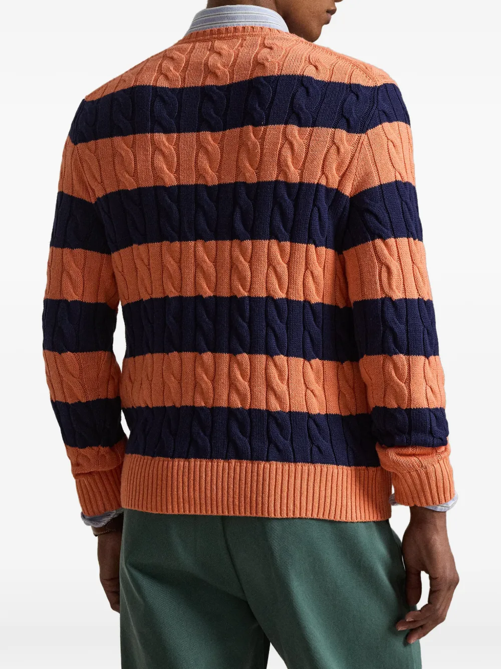 Polo Ralph Lauren Gestreepte kabelgebreide trui Oranje