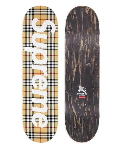 Supreme x Burberry tartan logo skateboard