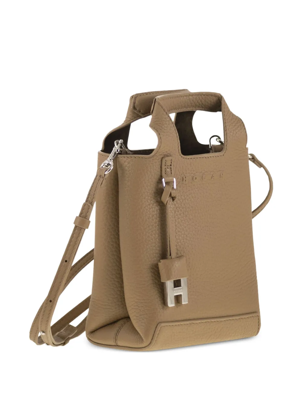 Hogan Mini Logo-charm Tote Bag In Brown
