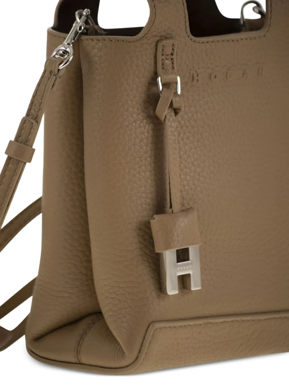 Hogan Mini Logo-charm Tote Bag In Brown