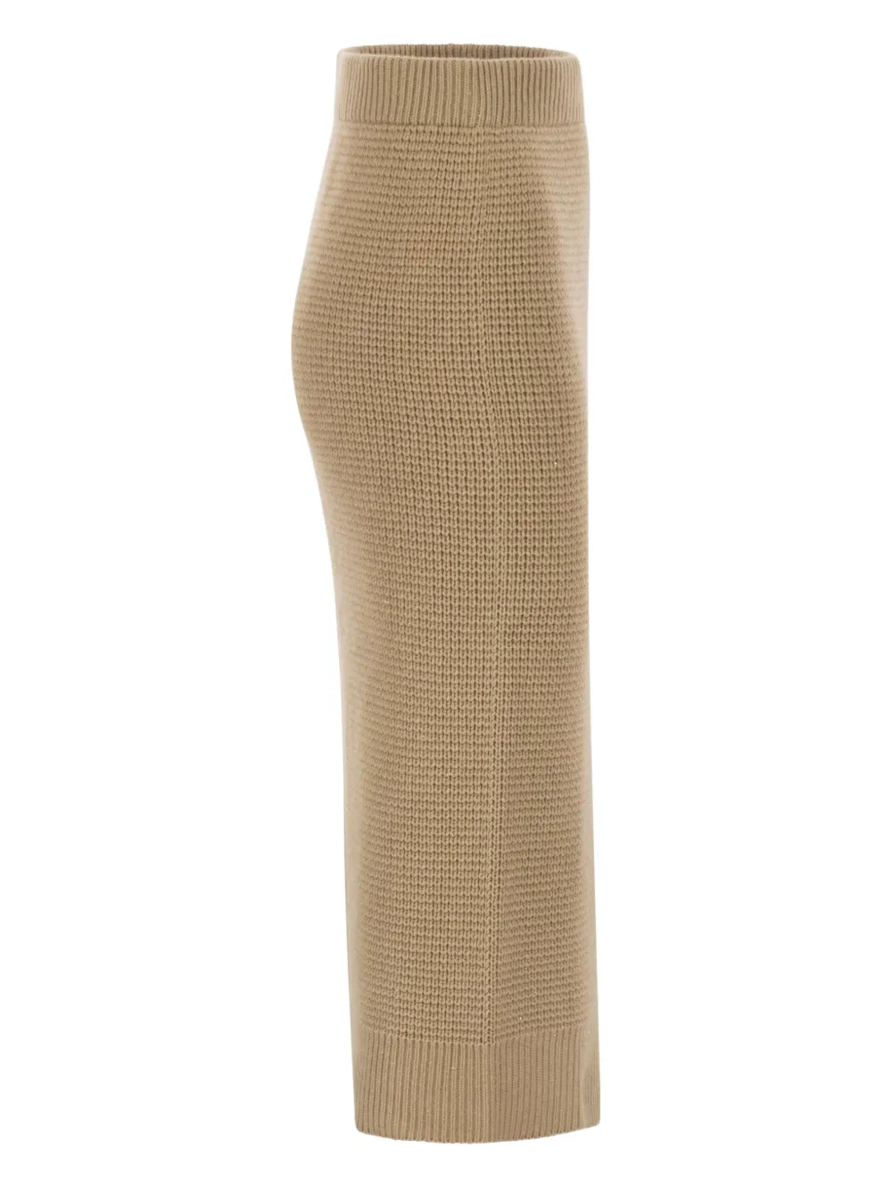Peserico Fitted Long Skirt In Textured Knit Wool In Brown