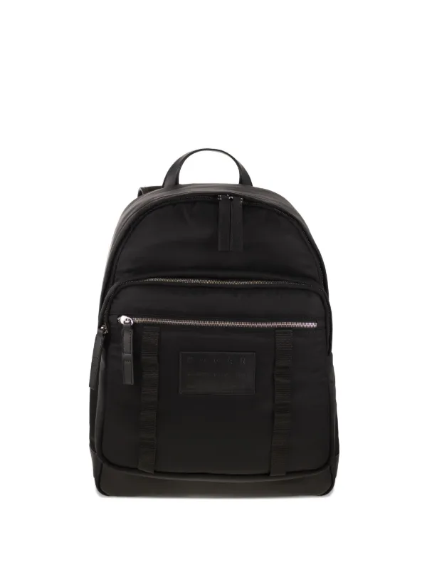 black leather patch backpack Hogan logo-patch Backpack | Black