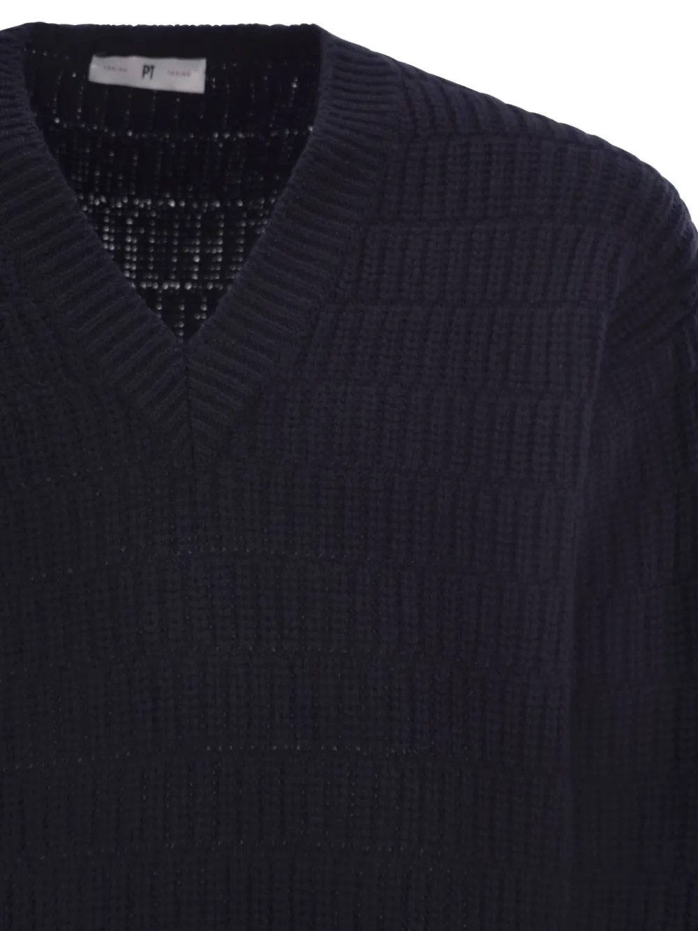 Pt Torino Wool Sweater With V-neck In Blue