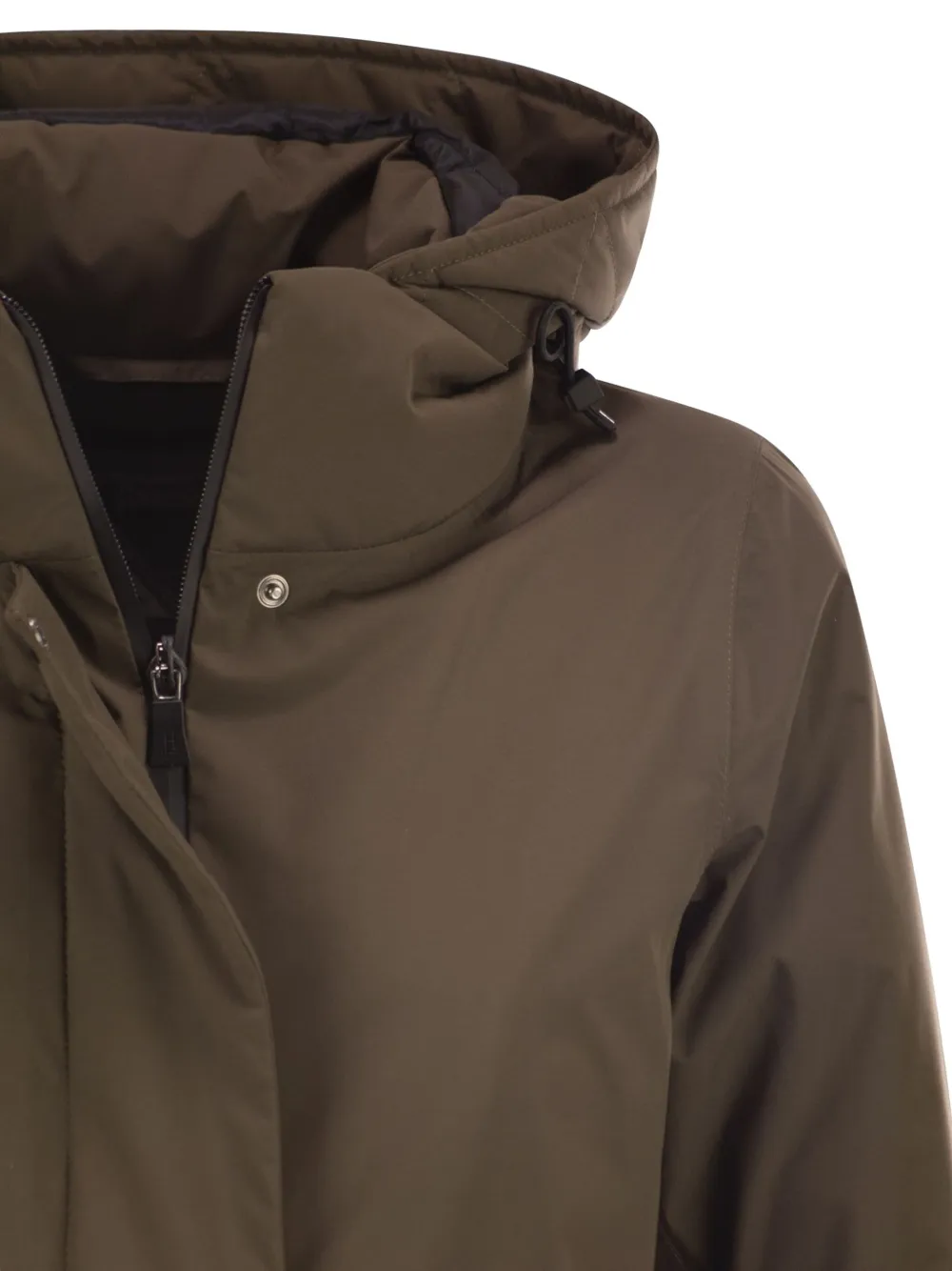 Herno Long-sleeved Hooded Down Jacket In Brown