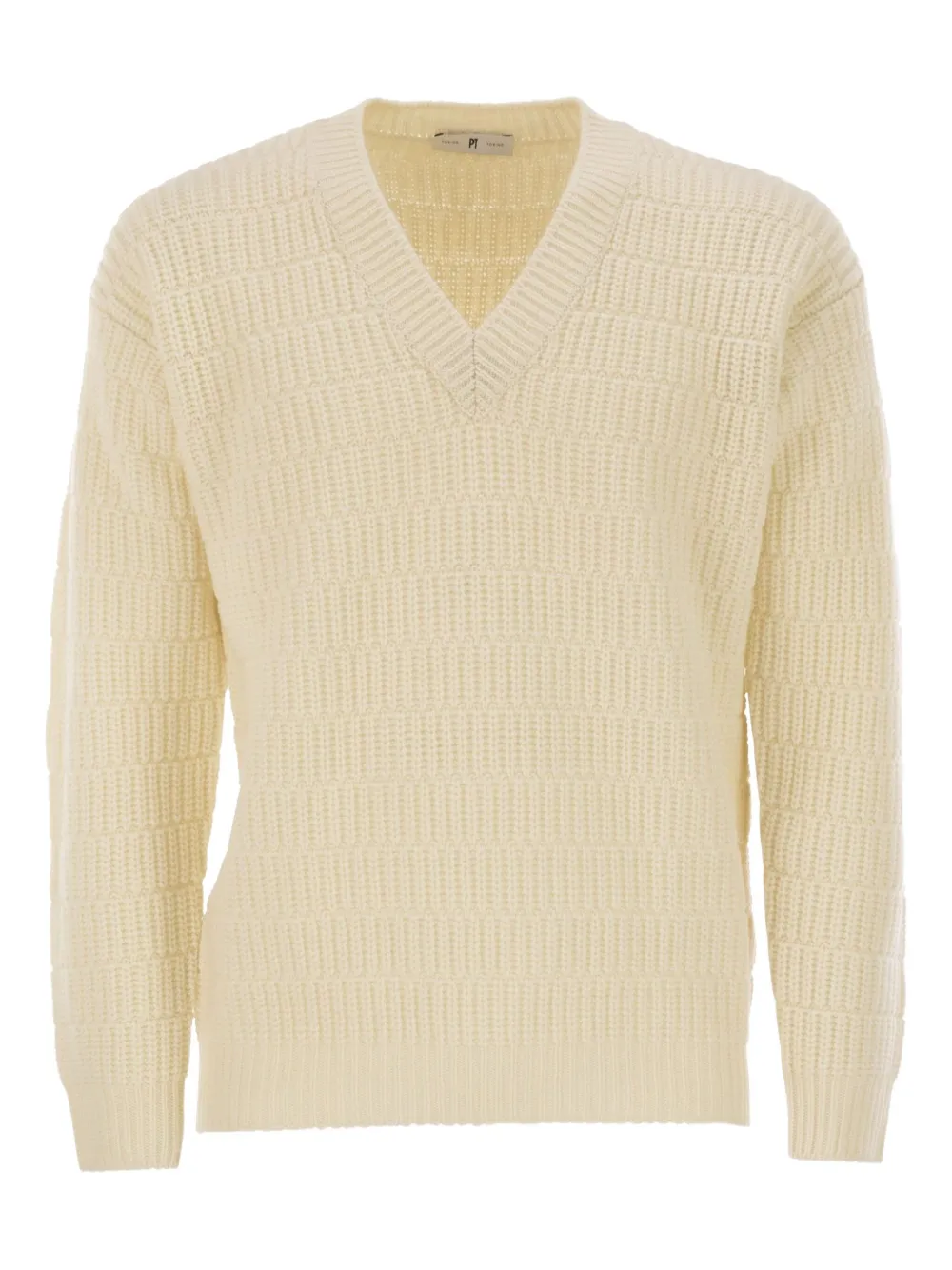 PT Torino geometric v-neck sweater | Neutrals | Image 1