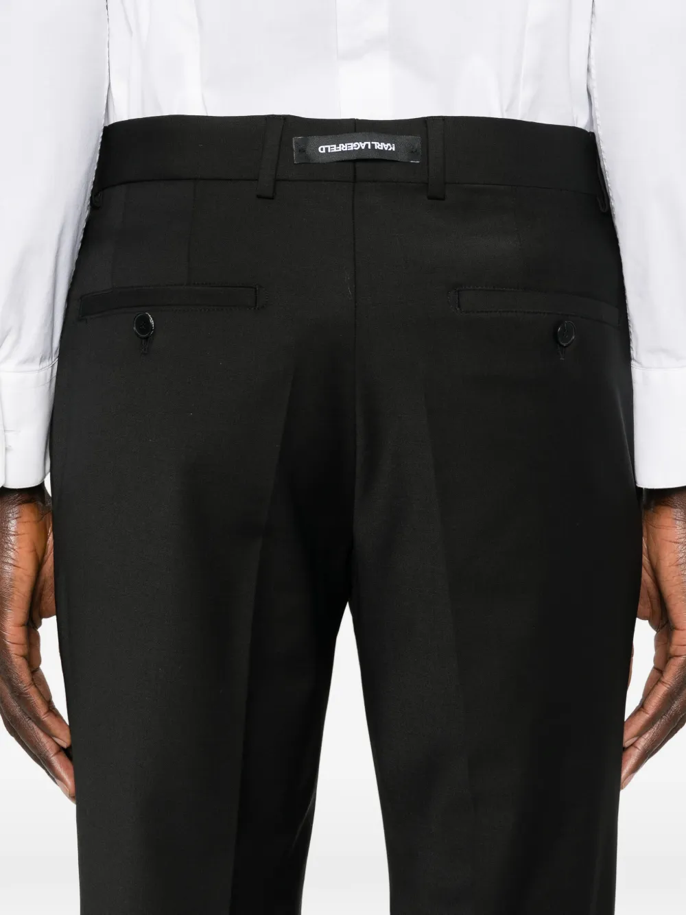 Karl Lagerfeld Pantalon met gekreukte voorkant Zwart