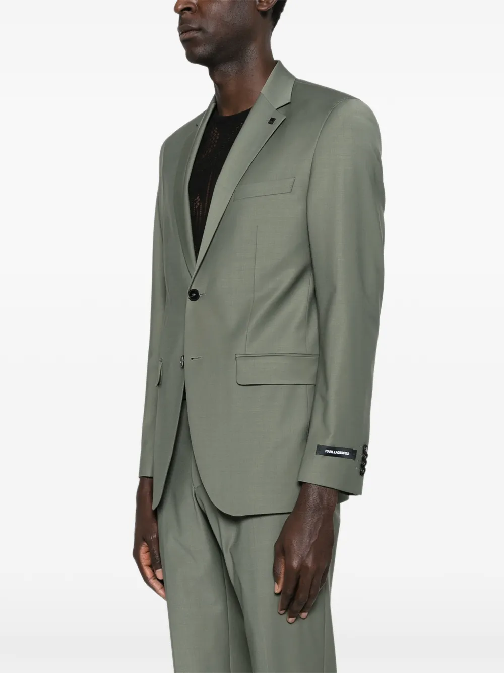  Karl Lagerfeld Button Notch-lapel Blazer - Green 