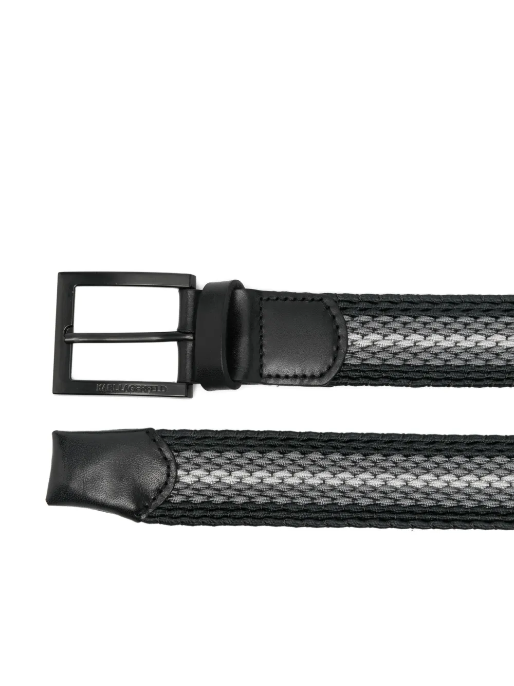 Karl Lagerfeld woven buckle belt - Zwart