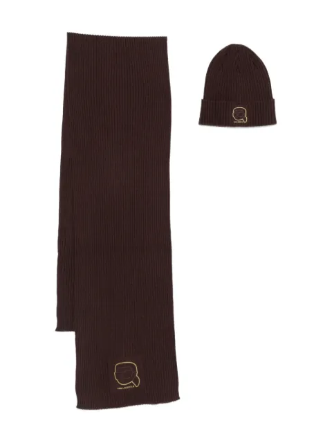 Karl Lagerfeld ribbed beanie scarf 