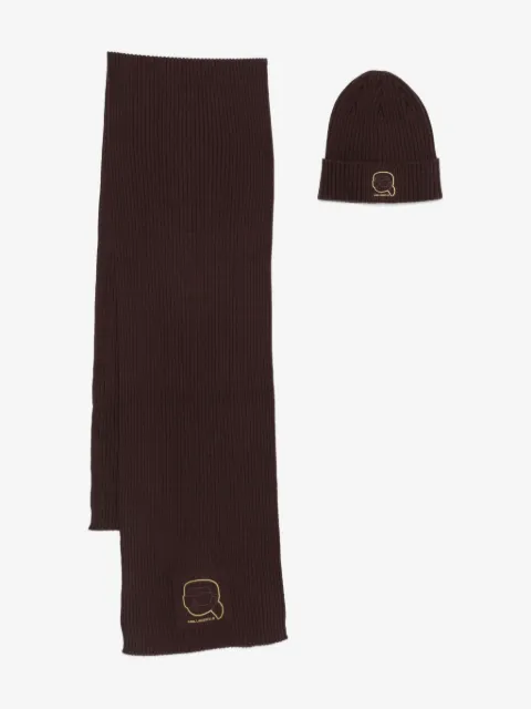 Karl Lagerfeld ribbed beanie scarf