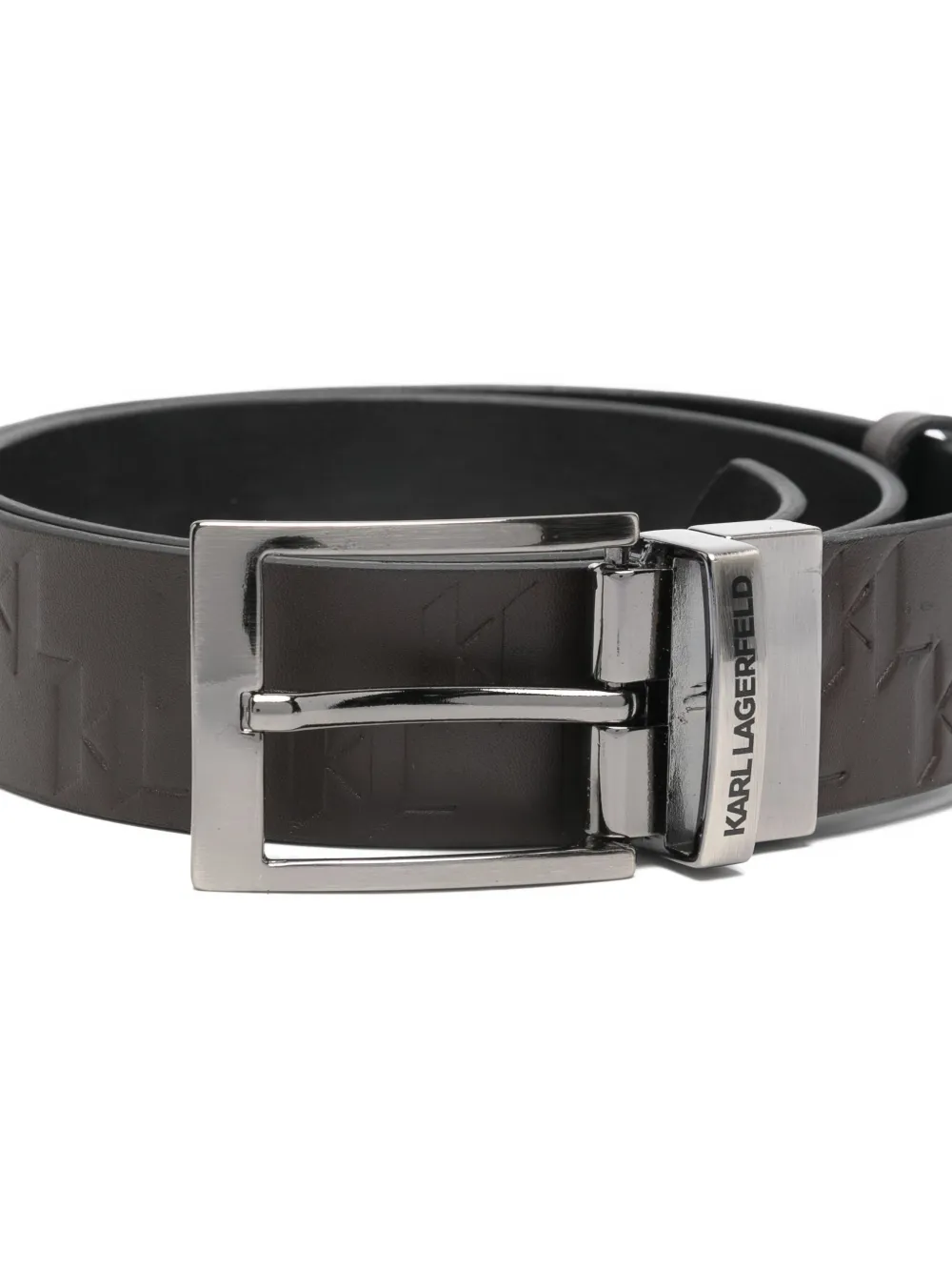  Karl Lagerfeld Embossed Buckle Belt - Brown 
