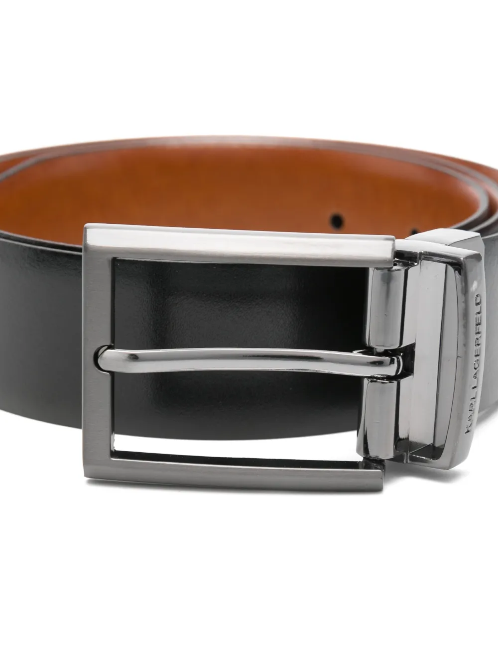  Karl Lagerfeld Reversible Leather Belt - Black 