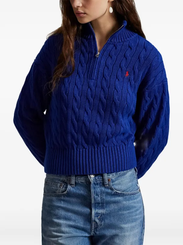 トップス POLO RALPH LAUREN Polo Ralph Lauren cable-knit Polo Top | Purple | FARFETCH ZA