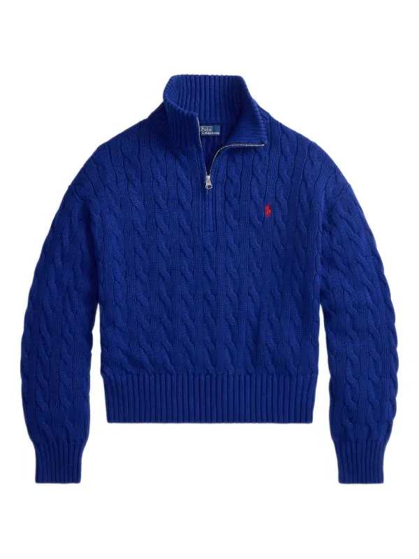 美品　POLO RALPH LAUREN Polo Ralph Lauren Suéter De Tricô Com Zíper | Azul | FARFETCH BR