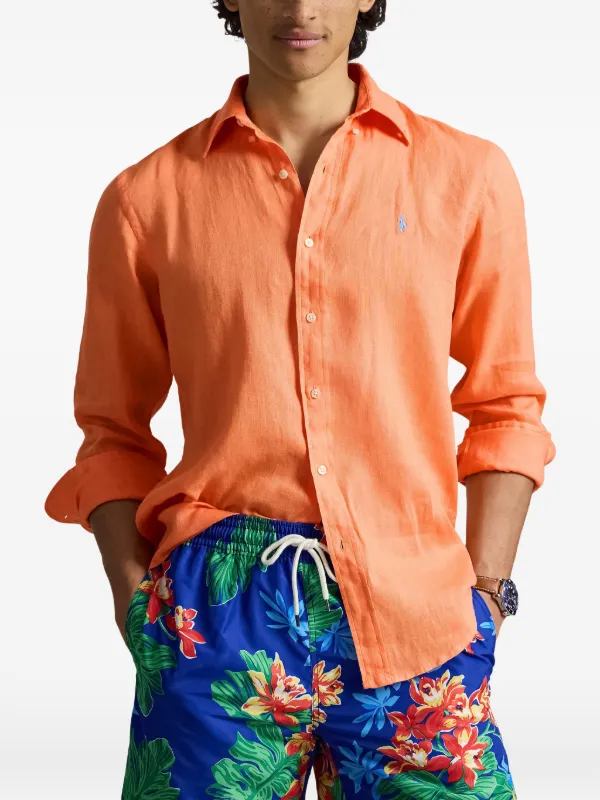 orange ralph lauren dress shirt Polo Ralph Lauren Buttoned long-sleeved Shirt | Orange