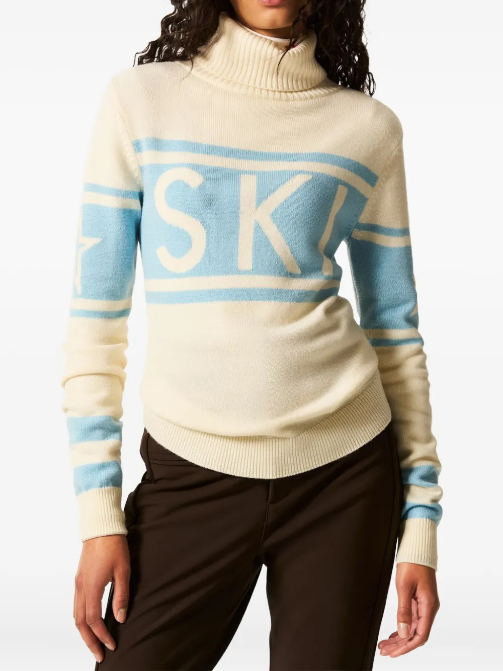 Perfect Moment Ski intarsia gebreide coltrui Beige
