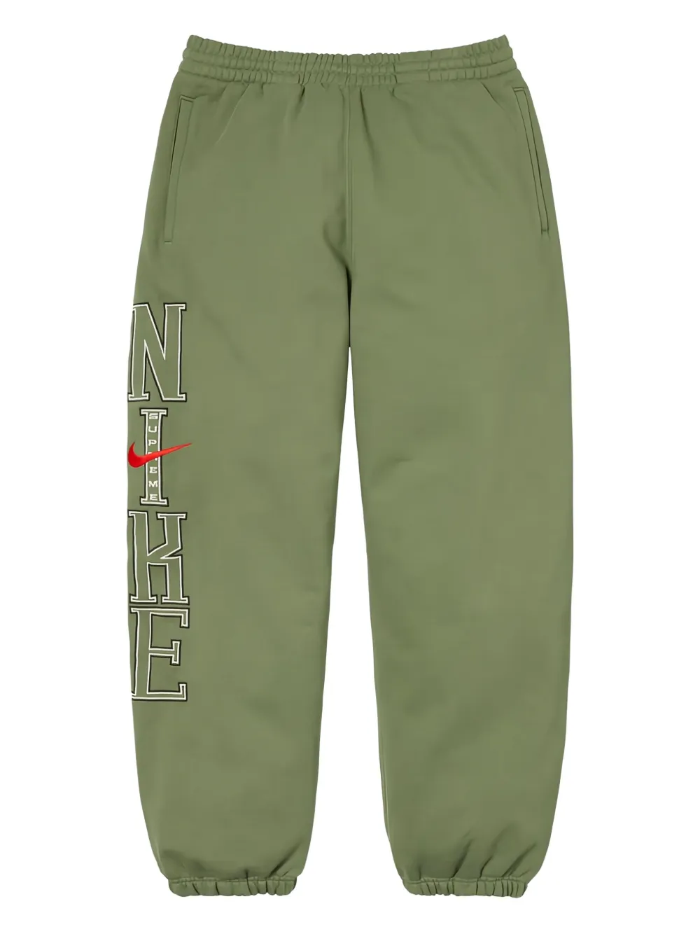 Supreme X Nike Embroidered-logo Track Pants In Green