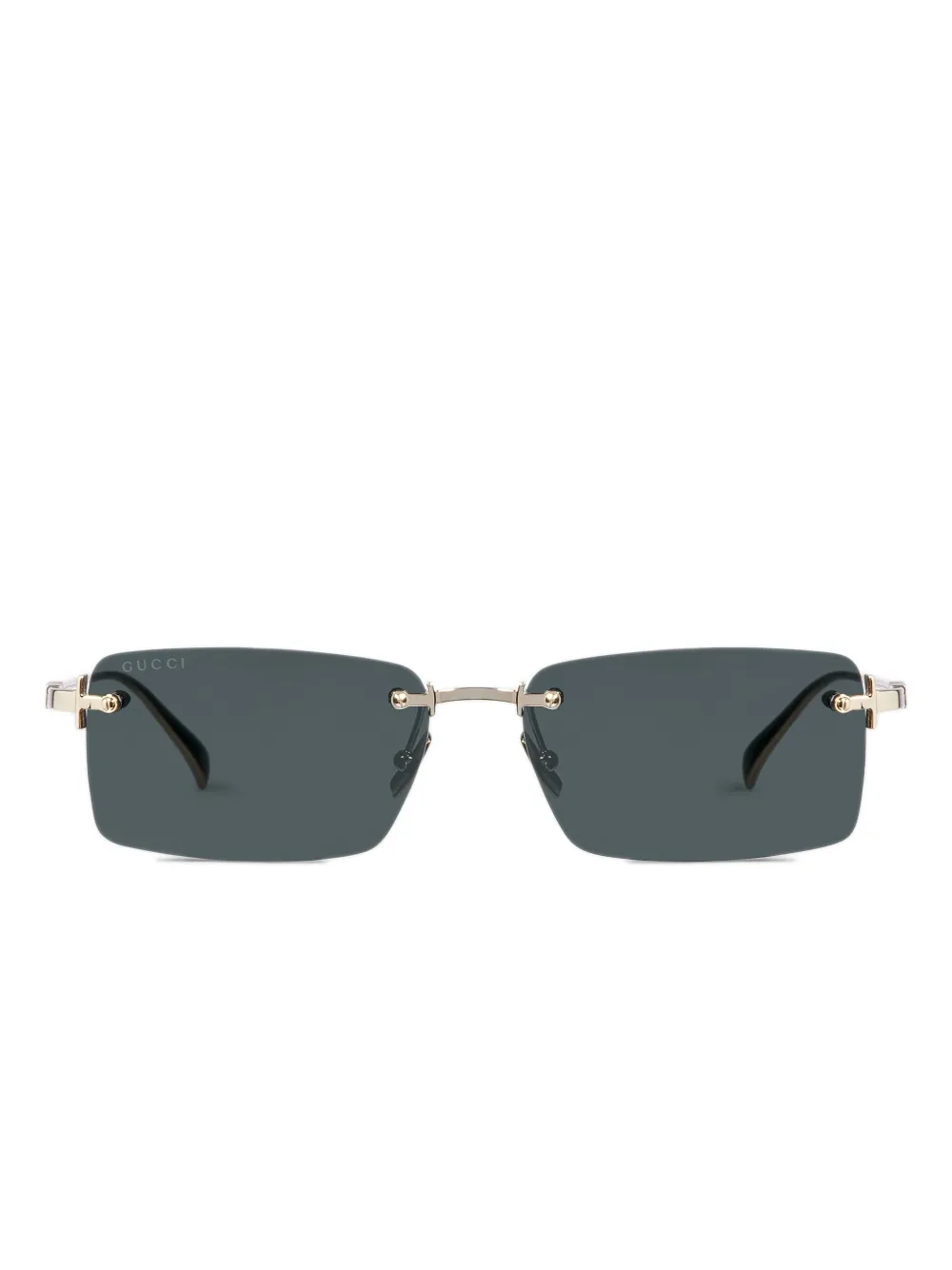 Gucci カットアウトロゴ スクエアフレームサングラス - ゴールドトーン