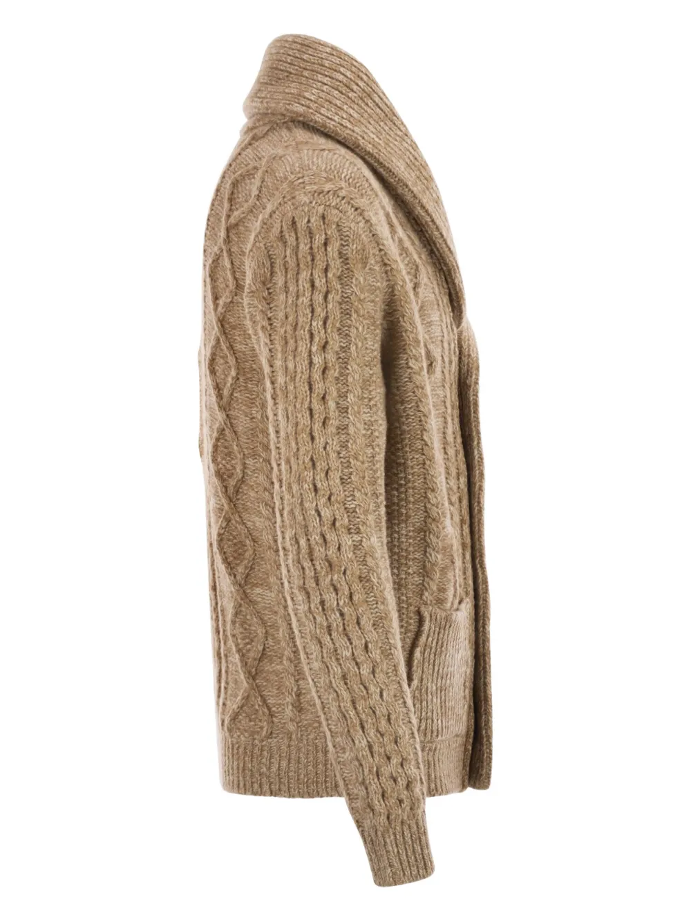 Rakkì Aran Shawl-neck Cardigan In Animal Print