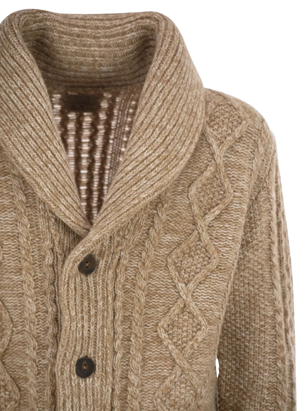 Rakkì Aran Shawl-neck Cardigan In Animal Print