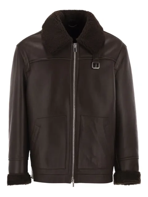 PT Torino shearling-trim leather jacket