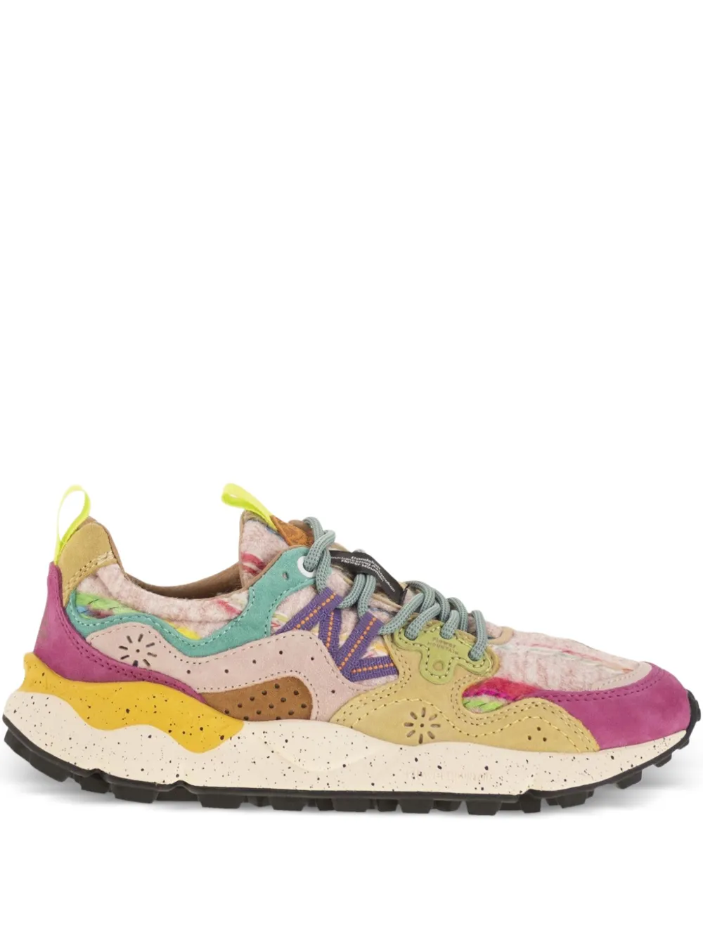 FLOWER MOUNTAIN Yamano 3 overlappende sneakers met bloemenprint Beige