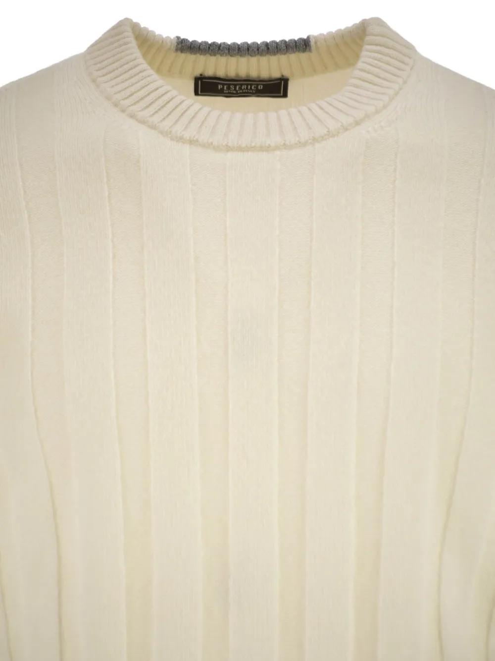 Peserico Ribgebreide trui met ronde hals Beige