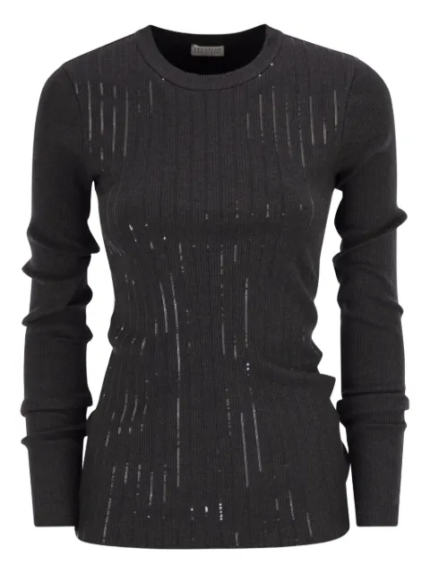 Brunello Cucinelli playera con rayas de lentejuelas