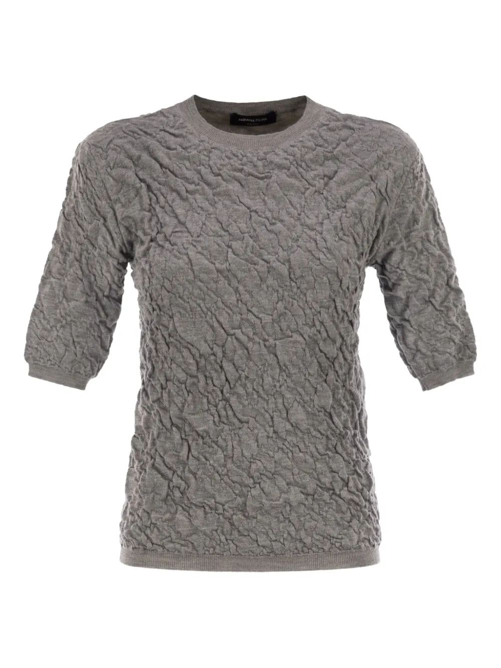 Fabiana Filippi T-shirt girocollo con ruches - Grigio