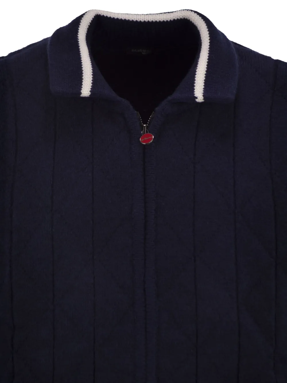 Kiton Geribbelde kasjmier vest met rits Blauw