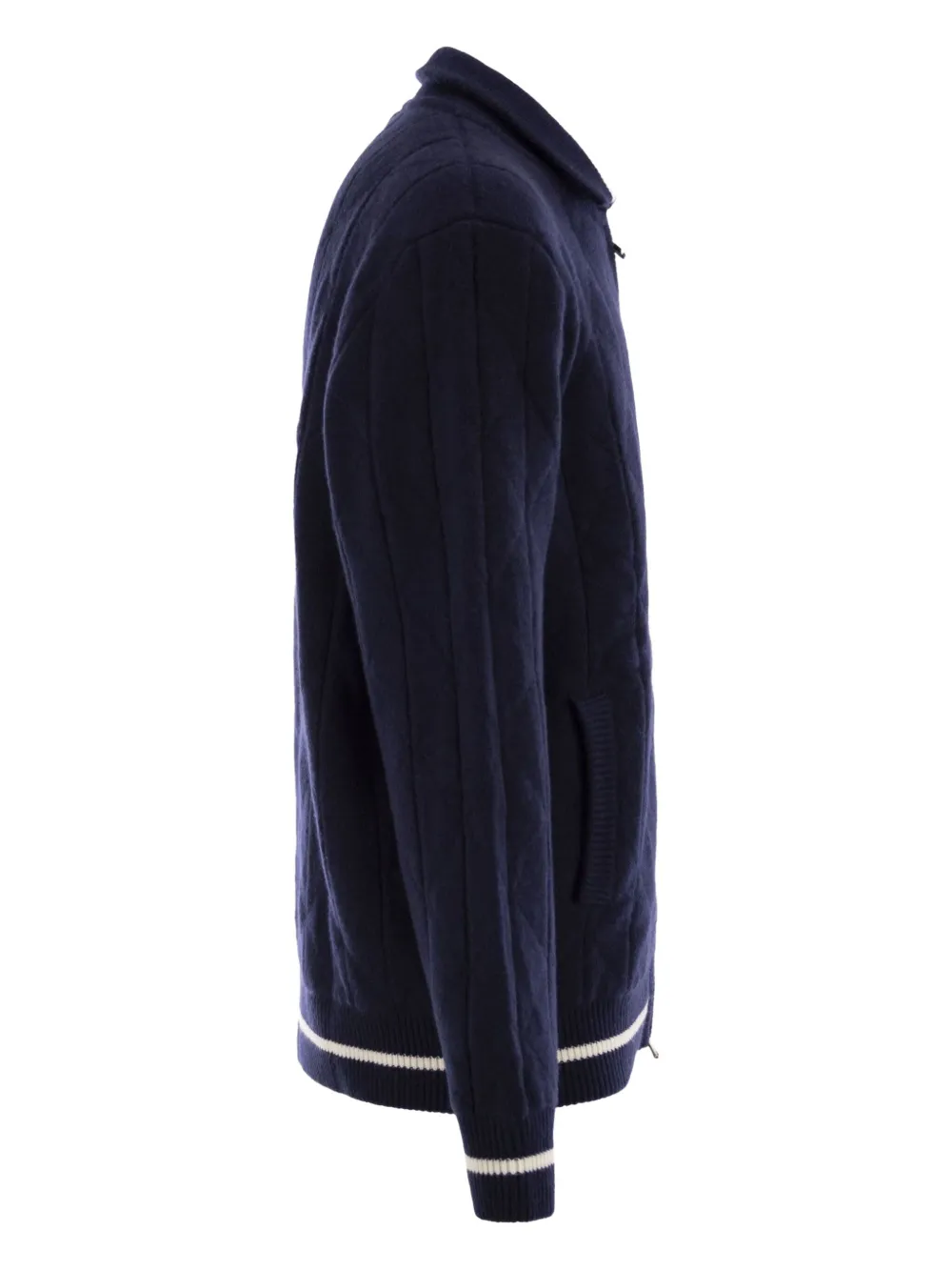 Kiton Geribbelde kasjmier vest met rits Blauw