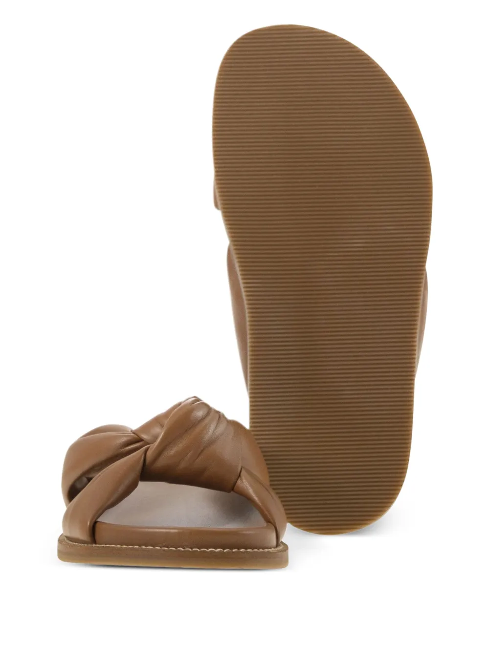 Fabiana Filippi Leren sandalen met geknoopt detail Bruin