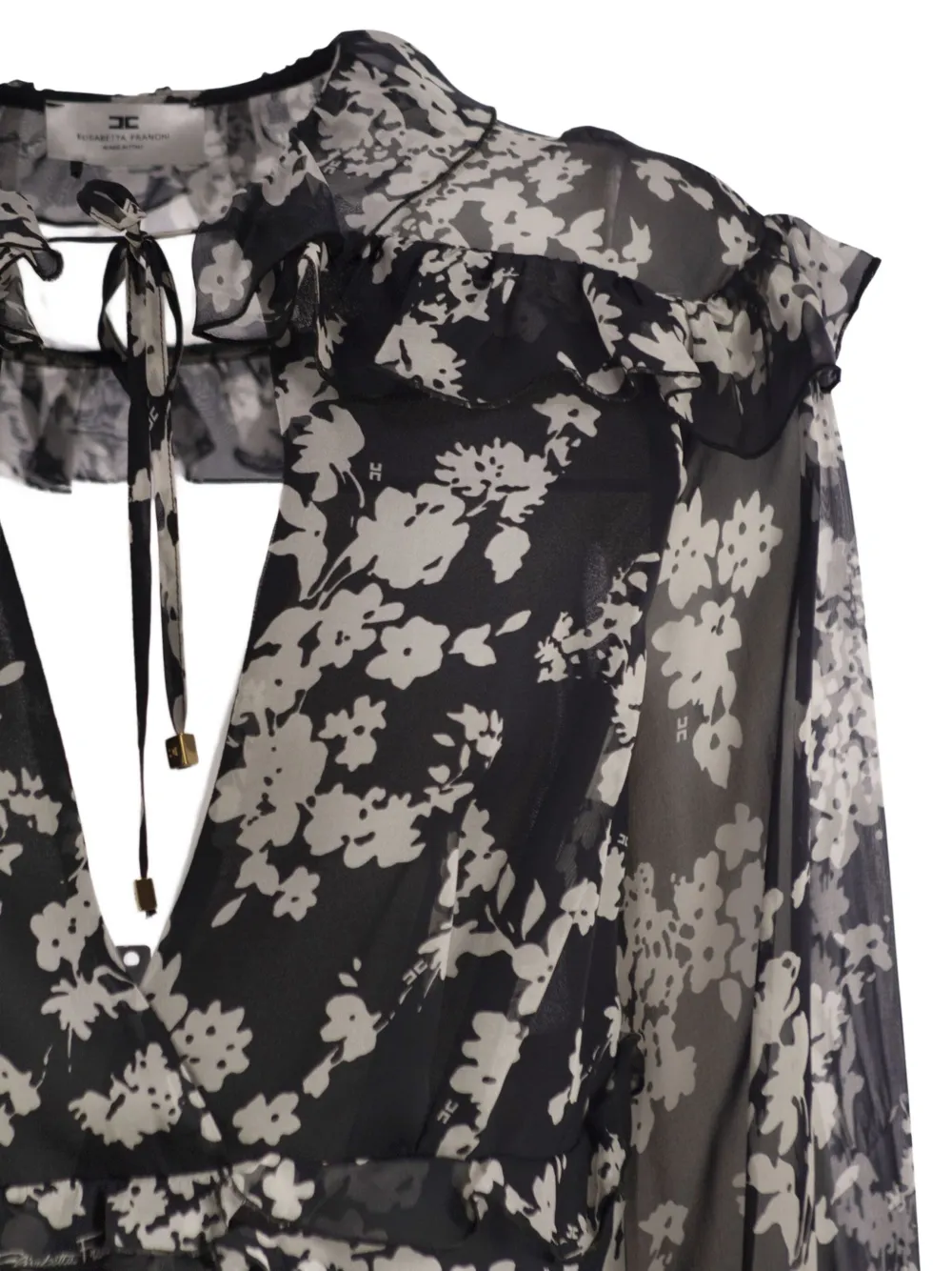 Elisabetta Franchi Mini-jurk met bloemenprint Zwart