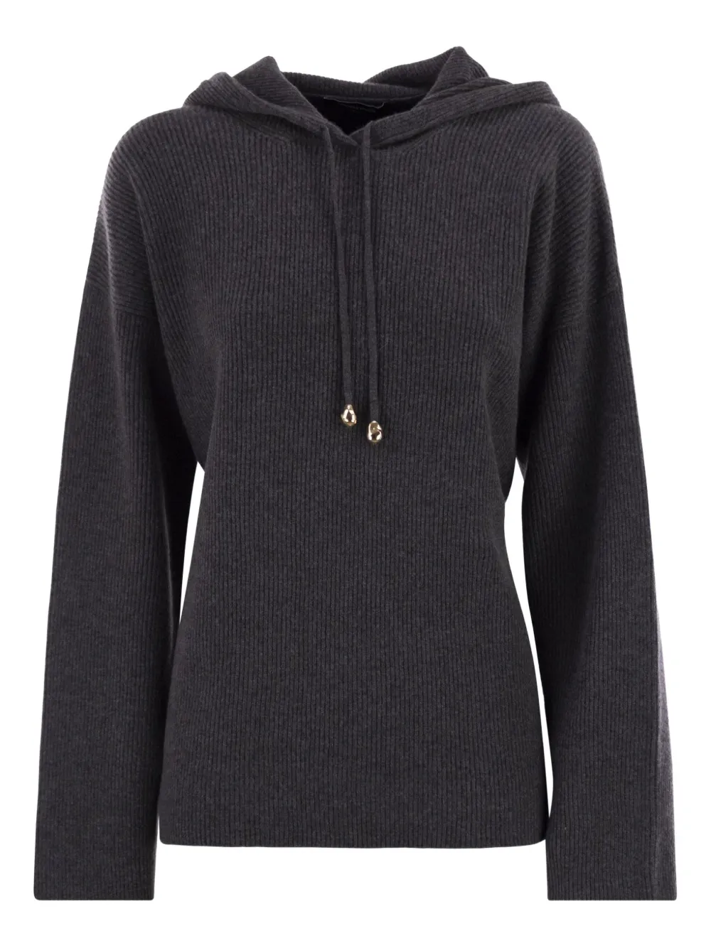 Fabiana Filippi Maglione a coste con cappuccio - Grigio