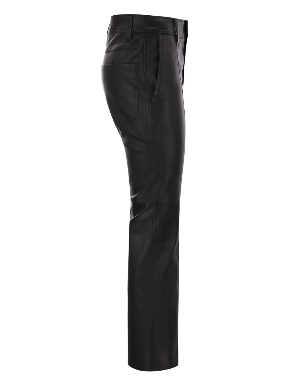 Brunello Cucinelli Women Stretch Nappa Leather Square Cigarette Trousers With Jewellery In Black