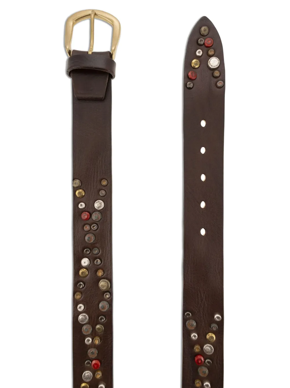ALBERTO LUTI Leren riem met studs - Bruin