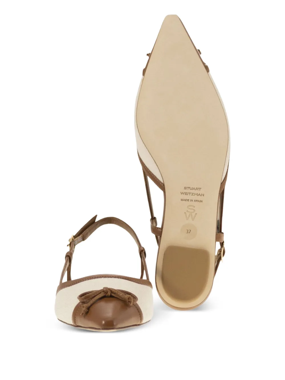 Stuart Weitzman Kitty slingback pumps met puntige neus Beige