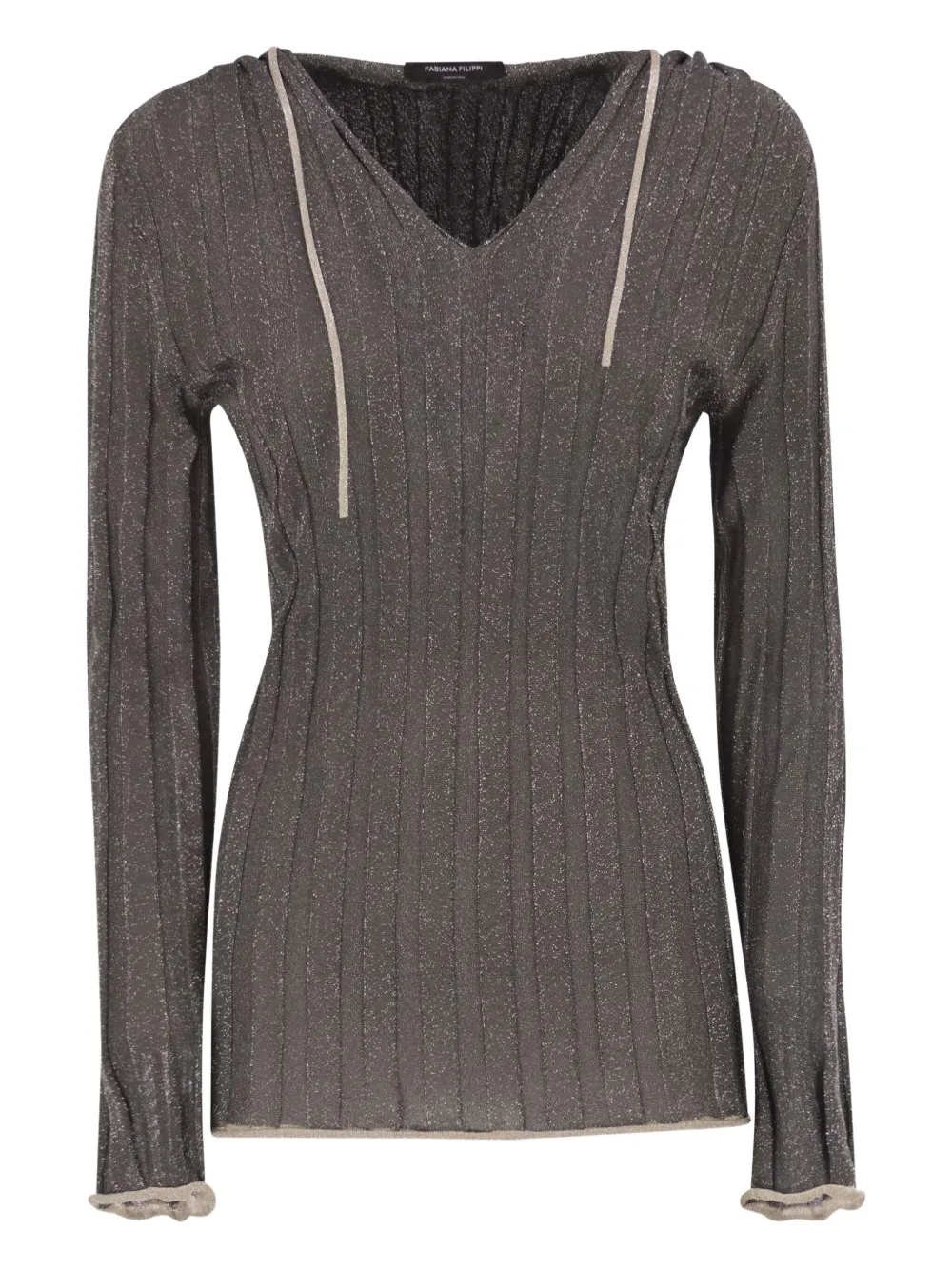 Fabiana Filippi Lurex Hooded Sweater In Animal Print