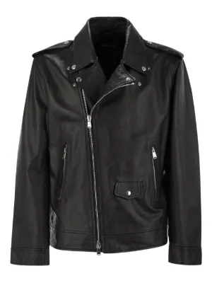 D-FOUR asymmetric-zip Biker Jacket | Blue | FARFETCH JO