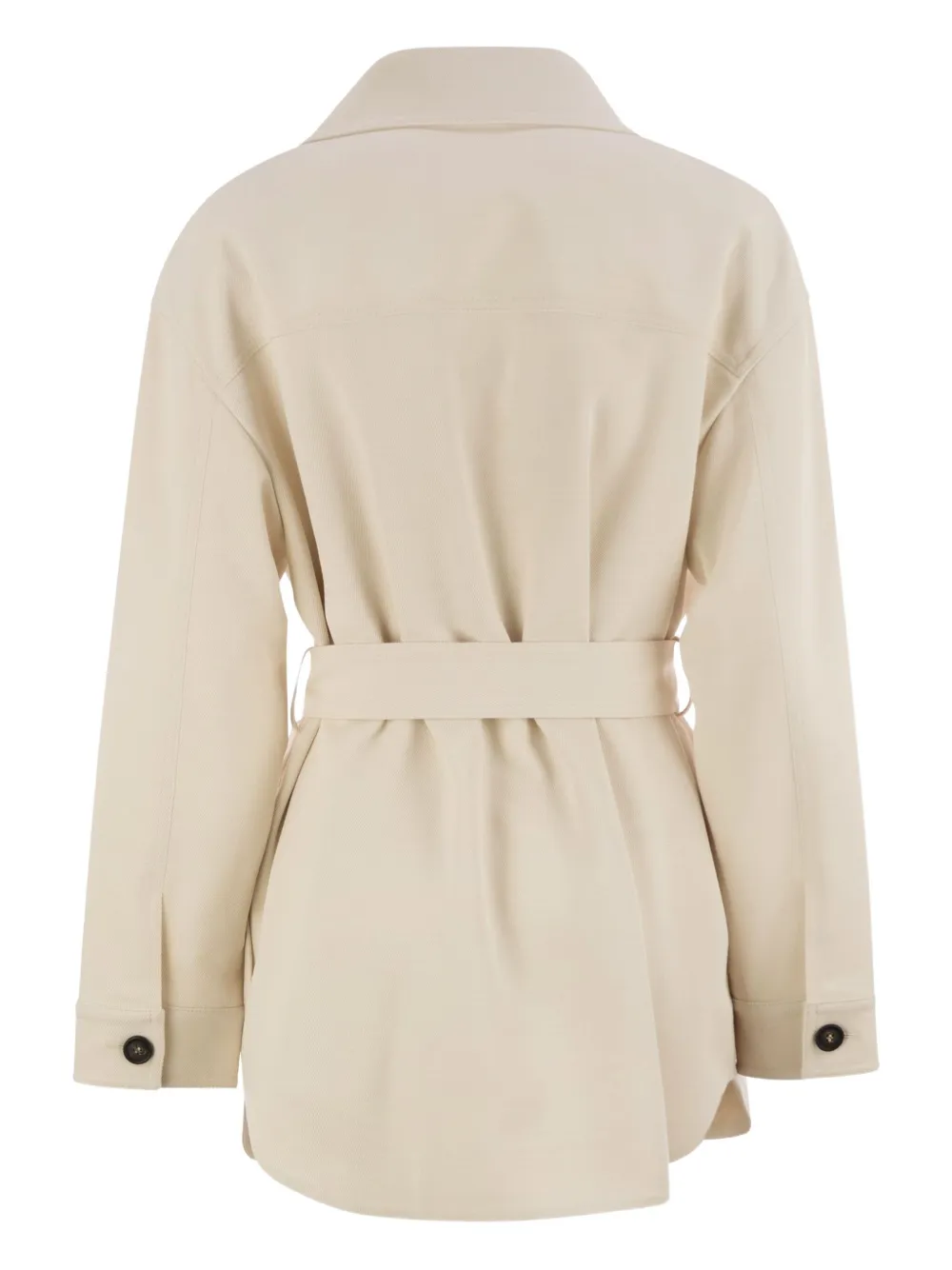 Brunello Cucinelli Buttoned-up Belted Jacket In White