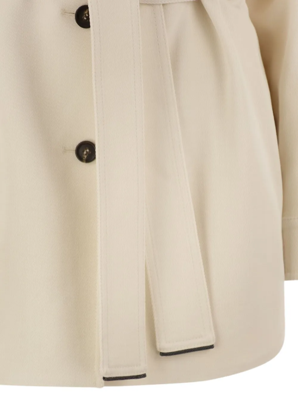 Brunello Cucinelli Buttoned-up Belted Jacket In White
