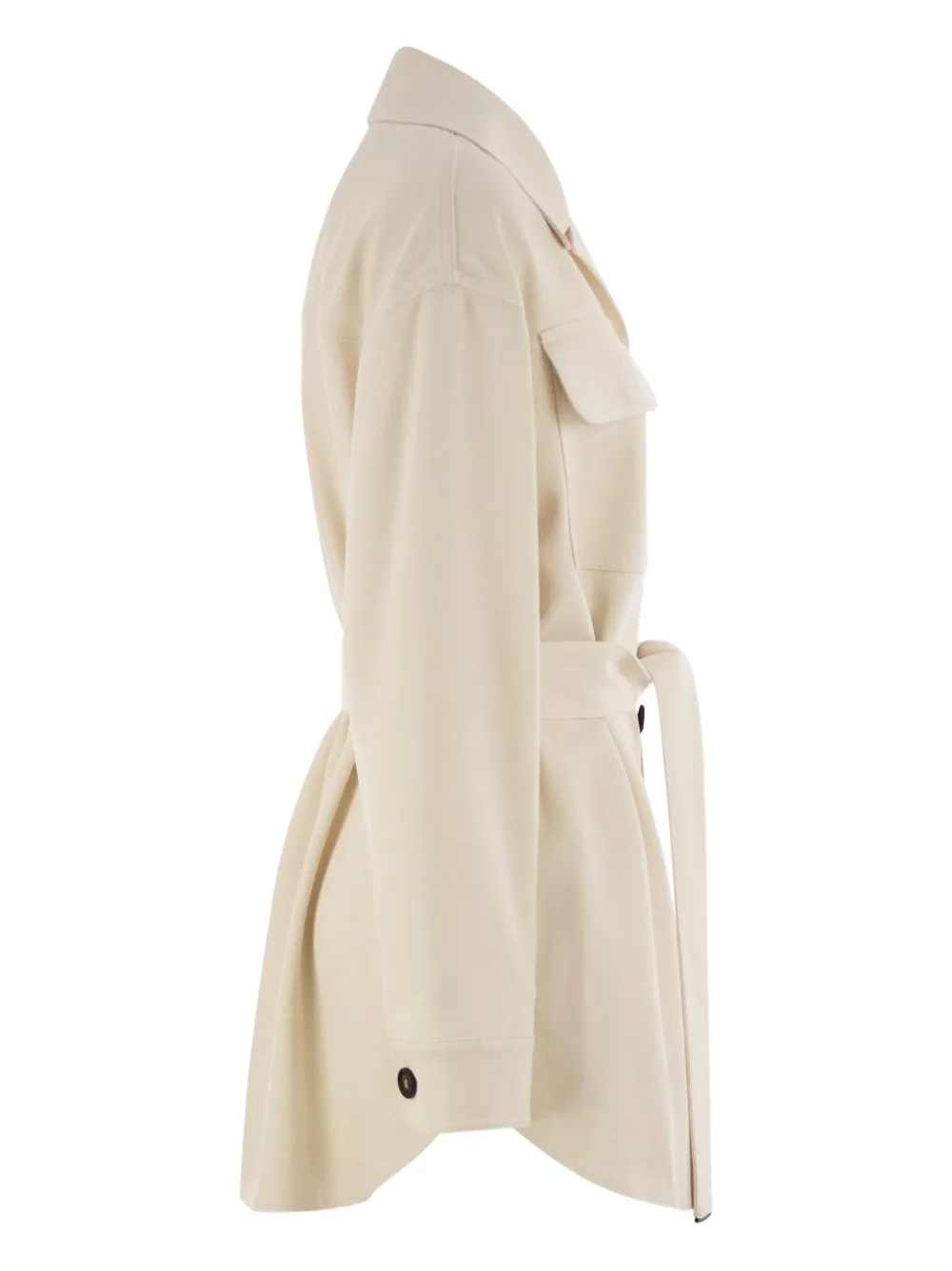 Brunello Cucinelli Buttoned-up Belted Jacket In White