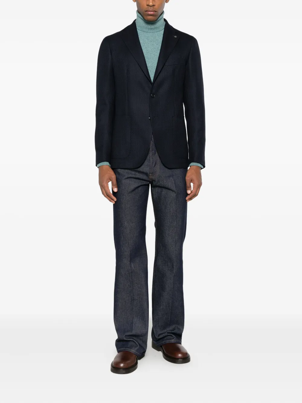 Tagliatore Jack van scheerwol met knoop - Blauw