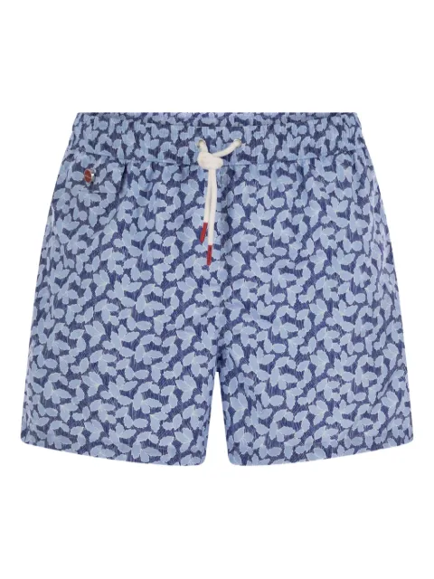 Kiton leaf-print swim shorts