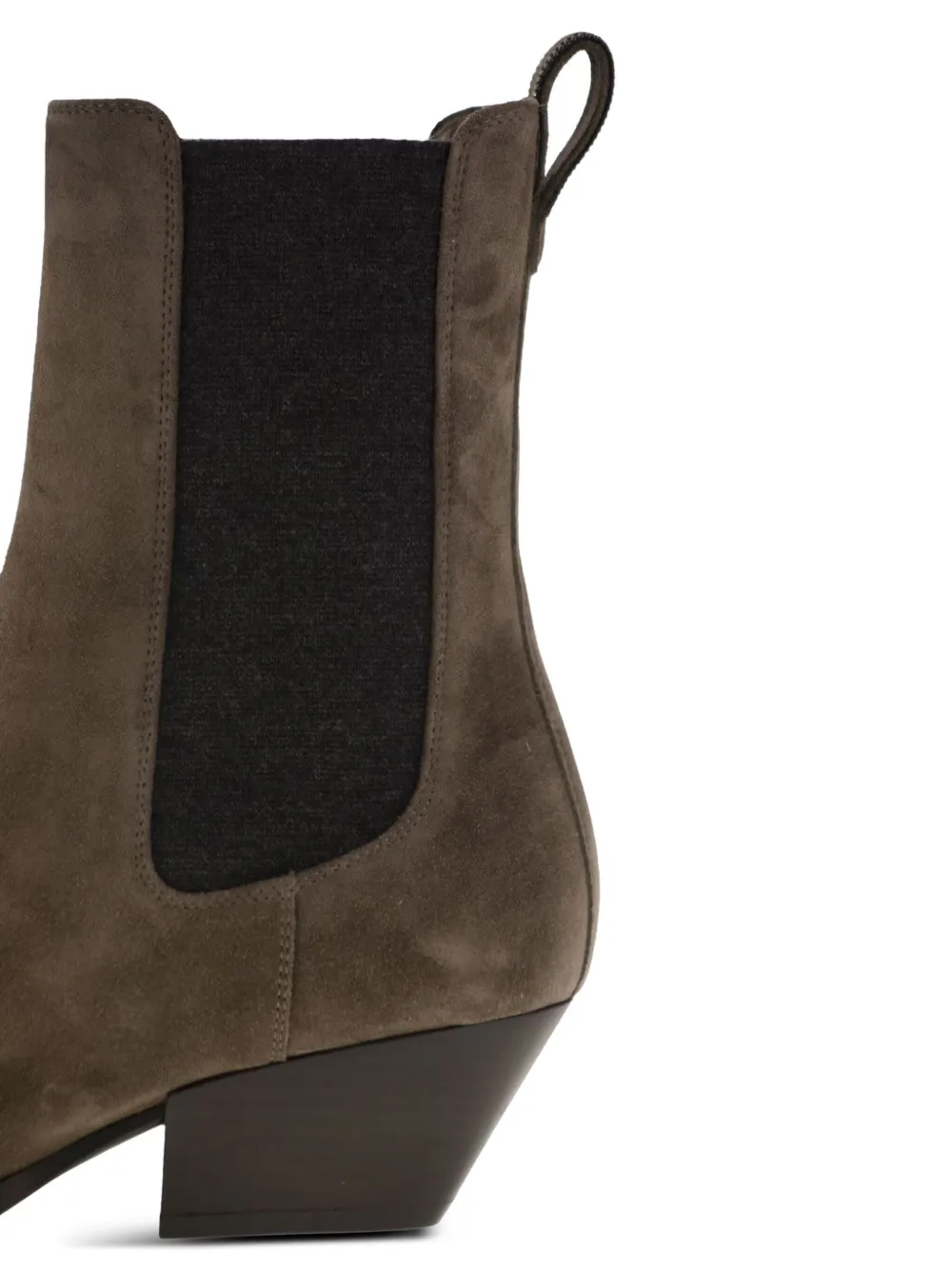 Brunello Cucinelli 45 mm suède laarzen met Western-design en elastisch vlak Bruin