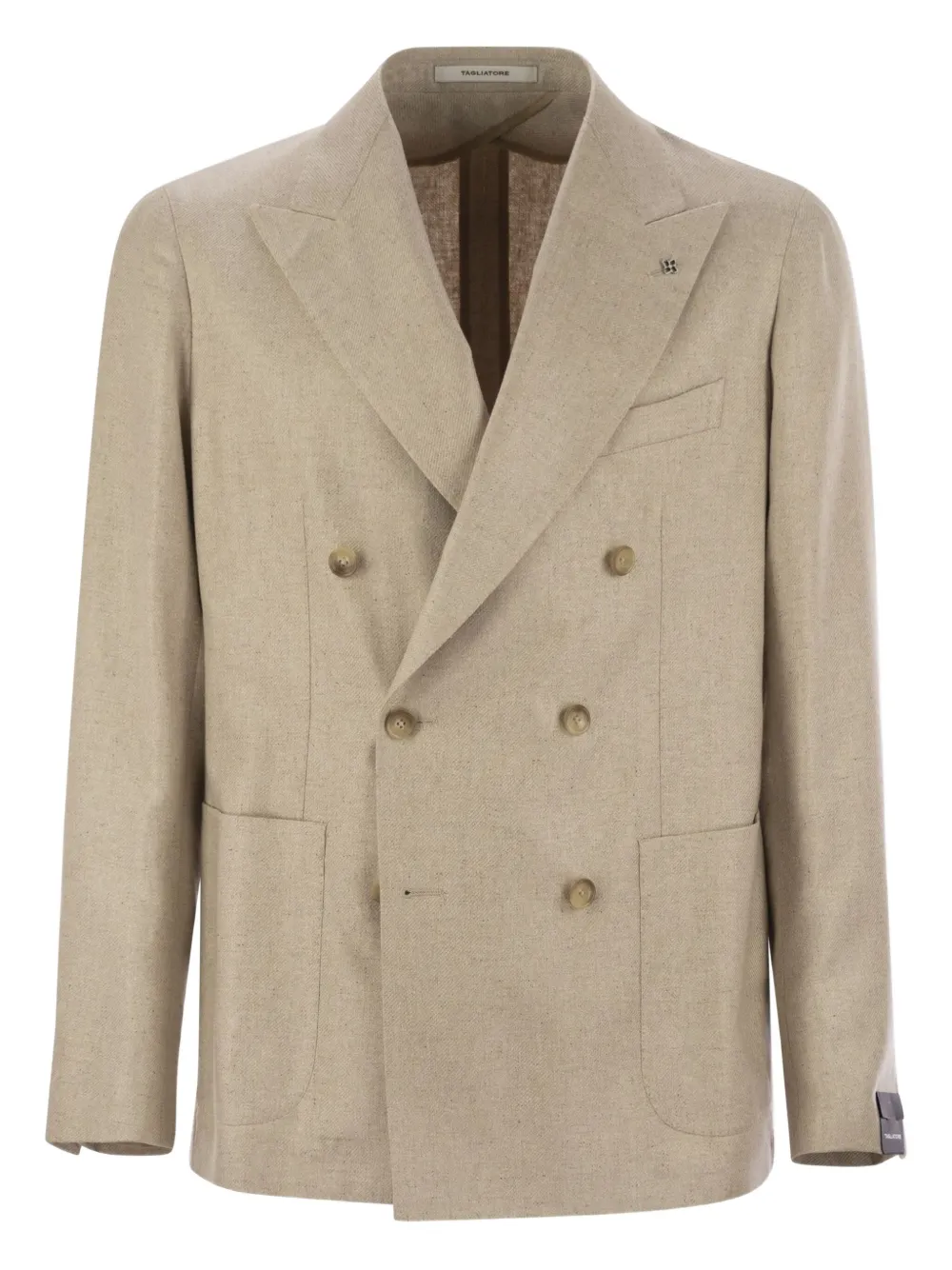 Tagliatore double-breasted patch-pockets silk suit jacket | Neutrals | Image 1