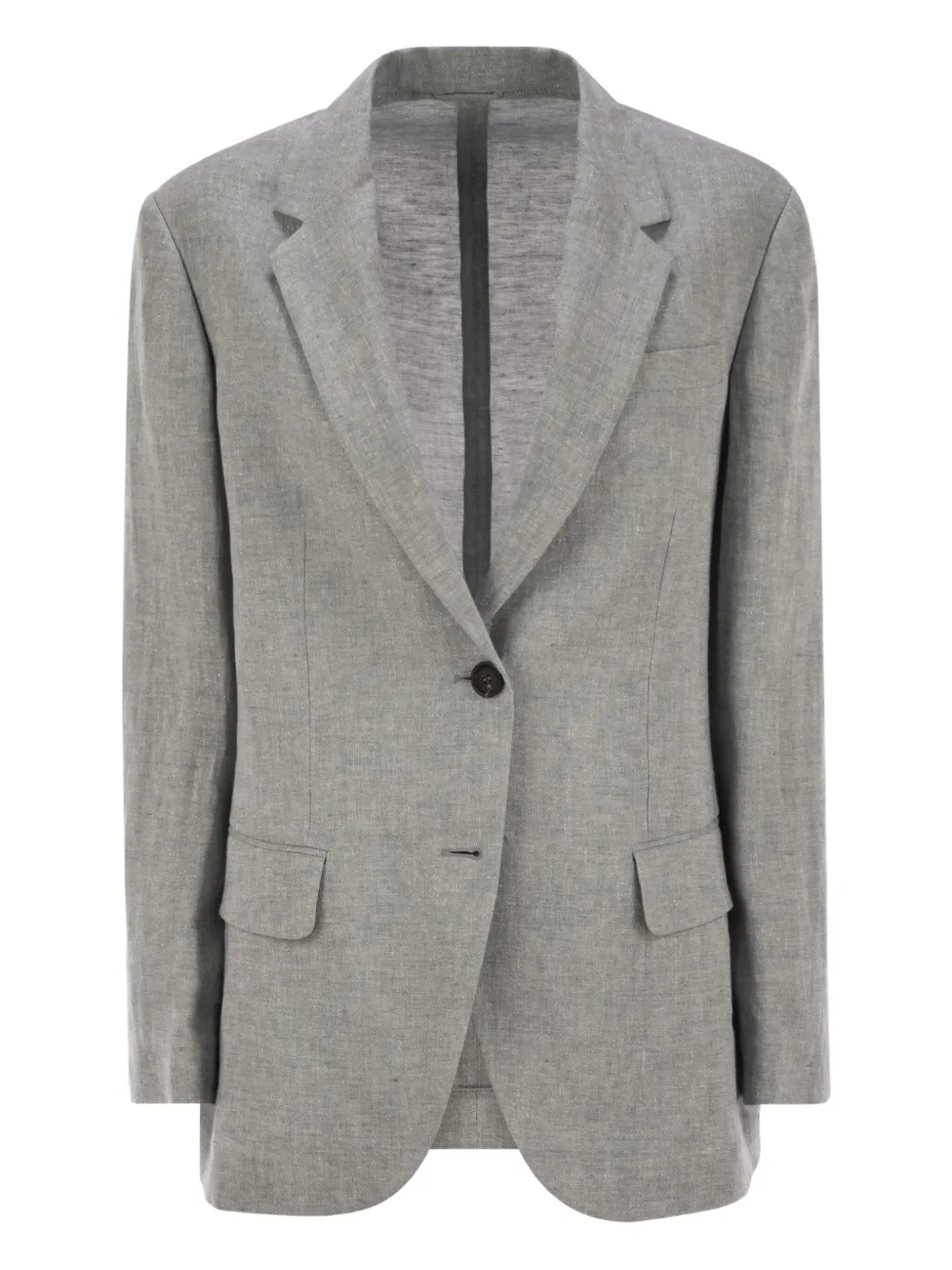 Brunello Cucinelli Linen-blend Blazer In Gray