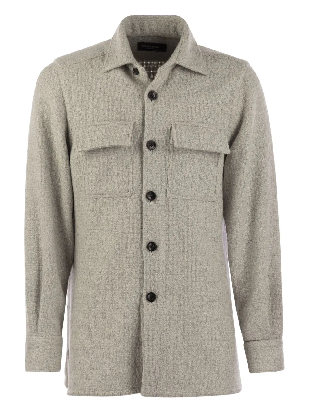 Kiton Giacca-camicia con applicazione - Grigio